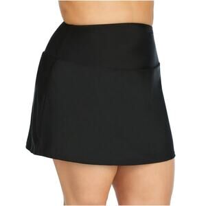 Island Escape Women’s Tummy Control Minimizer Swim Skirt Size 22W Black NWT